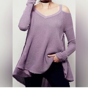 Free people purple sweater moonshine cold shoulder knit